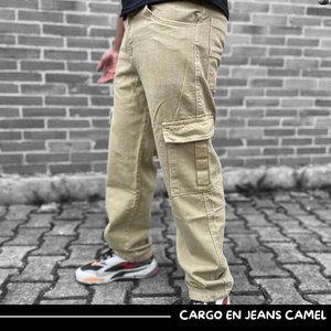 Pantalón tipo cargo en dril y jeans